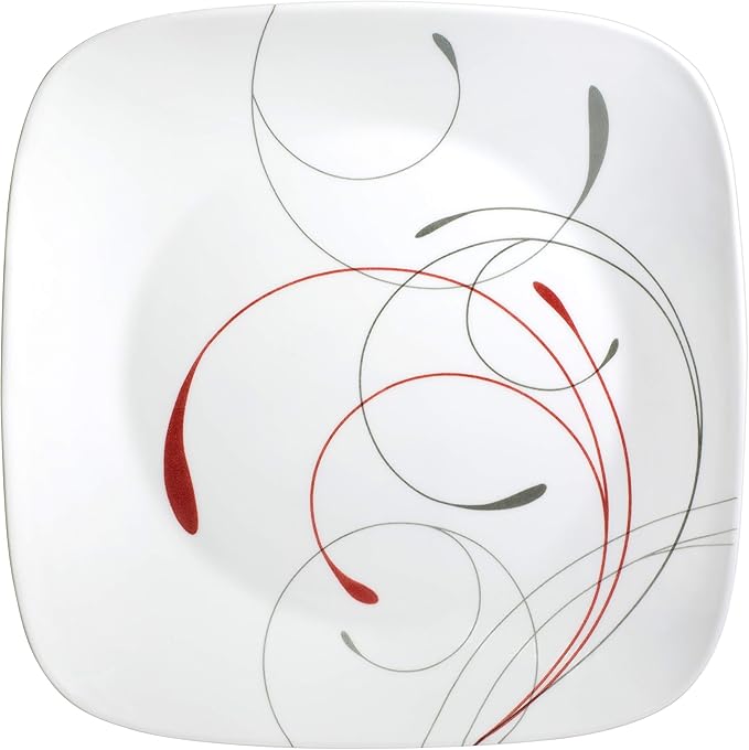 Corelle Vitrelle 18-Piece Service for 6 Dinnerware Set Triple Layer Glass and Chip Resistant, Lightweight Square Plates and Bowls Set, Splendor