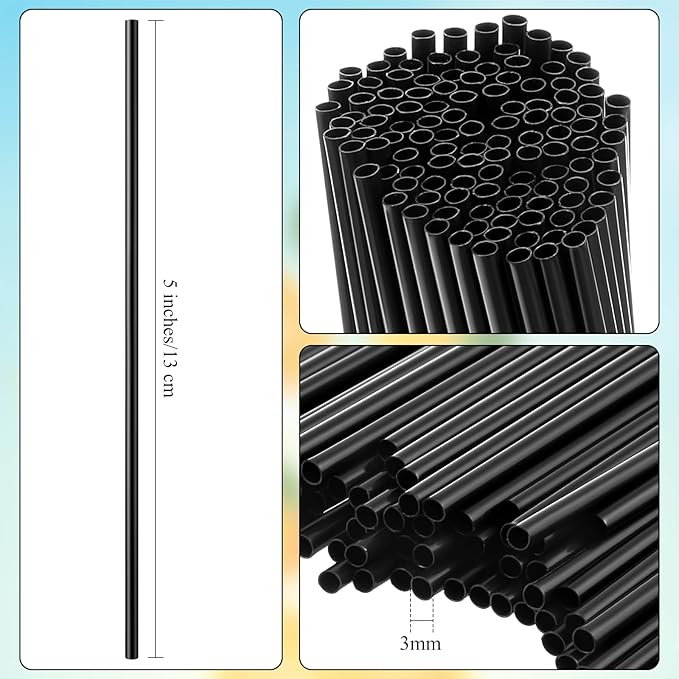 6000 Count Coffee Cocktail Stirrers Straws Disposable Plastic Sip Stir Sticks Cocktail Drink Stirrers Sticks Cups Straws for Bars Juice Drinking(Black,5 Inch)