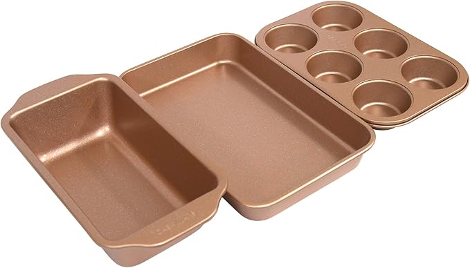 casaWare Toaster Oven 3-Piece Set (Rose Gold Granite)