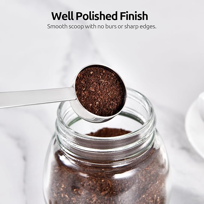 U-Taste Coffee Scoop 1 Tablespoon: 18/8 Stainless Steel Measuring Scooper for Ground Coffee, Bean, Powder, Espresso, 8.5in Extra Long Handle Metal Meaure Spoon for Canister, Jar (1Tbsp/15ml, Silver)