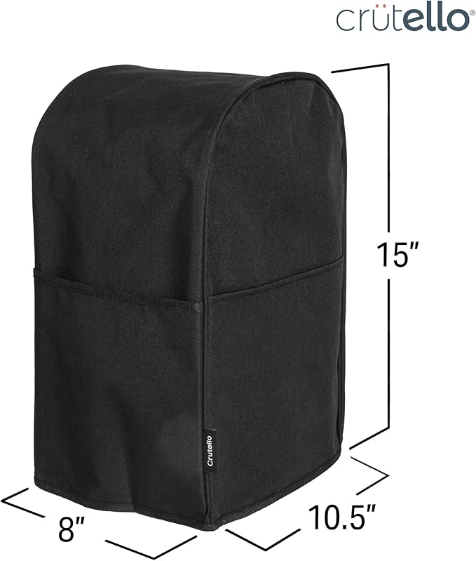 Crutello Food Processor Cover with Storage Pockets for Large Custom 11-14 Cup Processors - Compatible with Ninja Blender - Large Black Food Processor Cover