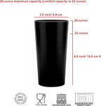 26-ounce Plastic Drinking Glasses Stackable Tumblers Water Cups Mixed Drinkware set of 8 Black, Reusable Shatter-resistant Dishwasher Safe