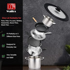 Universal Lid for Pots, Pans and Skillets & Frying Pan - Small Pan lids Fits 6.5", 7" and 8" Diameter Cookware - Tempered Glass with Heat Resistant Silicone Rim