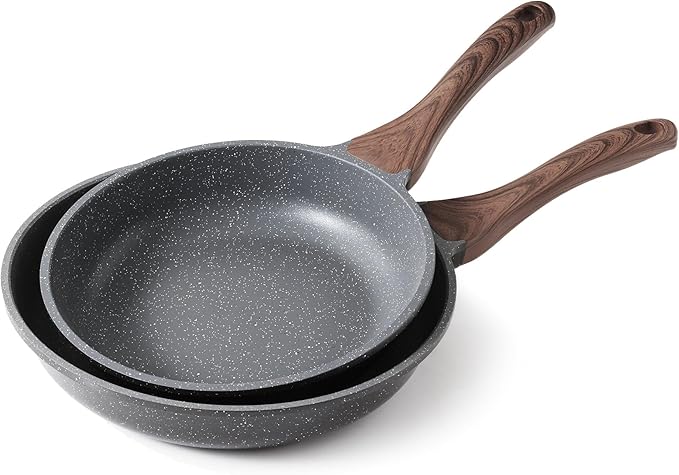 SENSARTE Nonstick Frying Pan Skillets, Swiss Granite Coating Omelette Pans, Healthy Cookware Chef's Pans, Free of Intentionally Added PFOA (9.5+11 Inch)