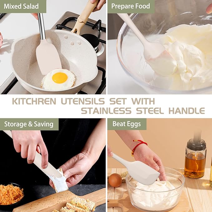Stainless Steel Kitchen Cooking Utensil Set, Umite Chef 15 pcs Utensils - Nonstick Cookware Set Spatula -Kitchen Gadgets Tools Gift