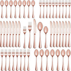 30 Pcs Rose Gold Silverware Set Service for 6, Premium Stainless Steel Flatware Set, Cutlery Utensil Set, Durable Home Kitchen Eating Tableware Set, Include Fork Knife Spoon Set, Dishwasher Safe