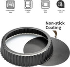 9“ & 11” Deep Dish Tart Pan, 2 Pack Nonstick 2” Tall Tart Pan, Quiche Pan, Carbon Steel Deep-dish Pie Pan with Removable Loose Bottom for Baking Thanksgiving Christmas