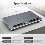 VBGK Double Induction Cooktop, 24 inch 4000W Electric cooktop with hot plate, induction stove top with LED Touch Screen 9 Levels Settings with Child Safety Lock & Timer 110V Induction cooktop 2 burner