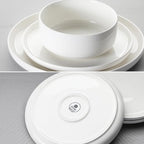 MALACASA Plates and Bowls Sets, 18 Pieces Porcelain Dinnerware Sets Dishware Sets Chip Resistant Ceramic Dish Set Dining Dinner Ware Service for 6, White, Series LUNA