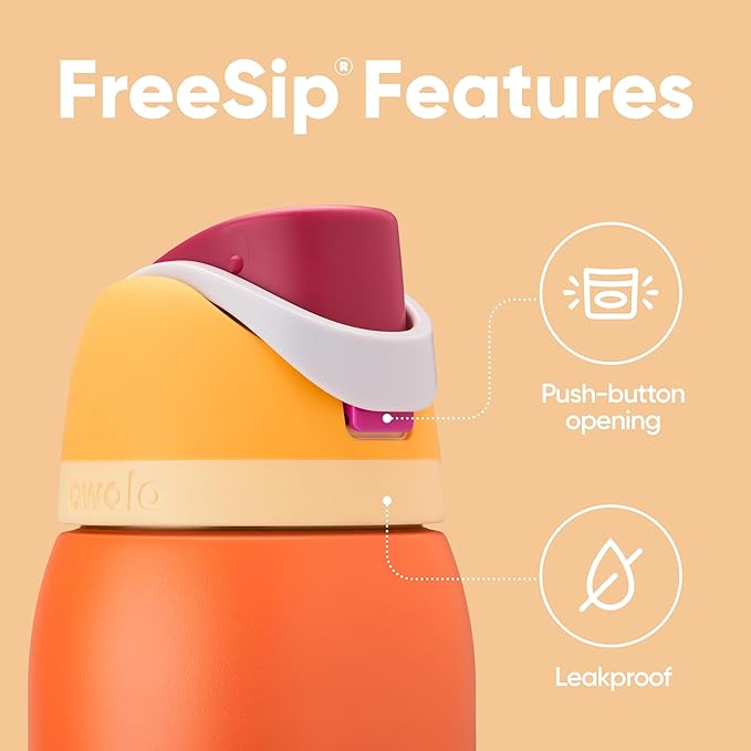 Owala FreeSip Insulated Stainless Steel Water Bottle with Straw for Sports, Travel, and School BPA-Free Sports Water Bottle, 32 oz, Citrus Crush