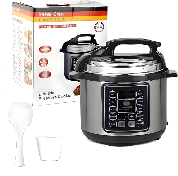 Electric Pressure Cooker, 6 Liters, Slow Stew Pot With 24-Hour Reservation Function, 10 In 1 Rice Cooker, Wok, Cake, Yogurt, Etc., Stainless Steel/Black