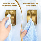 Boao 4 Pcs Self Adhesive Towel Hook Holder Grabber Stainless Steel Kitchen Dish Towel Hook Wall Mount Non Drilling Hangers Rack Hand Tea Holders for Bathroom Accesories Kitchen Gadgets(Gold)