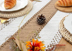 FEXIA Boho Table Runner for Home Decor with Out Tassels 90 Inches Long Farmhouse Rustic Table Runner Macrame Burlap Table Decoration for Living Room Bridal Shower(12x90 Inches)