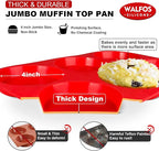Walfos Silicone Muffin Top Pans for Baking 4inch Jumbo Size, Perfect Results Premium Non-Stick Bakeware Egg Baking Pan, Great for Eggs, Hamburger Bun, Muffin Top and More, Food Grade & BPA Free, 2pcs