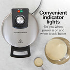 Hamilton Beach Belgian Waffle Maker with PFAS-Free Non-Stick Ceramic-Coated Plates, Browning Control, Indicator Lights, Stainless Steel (26081)