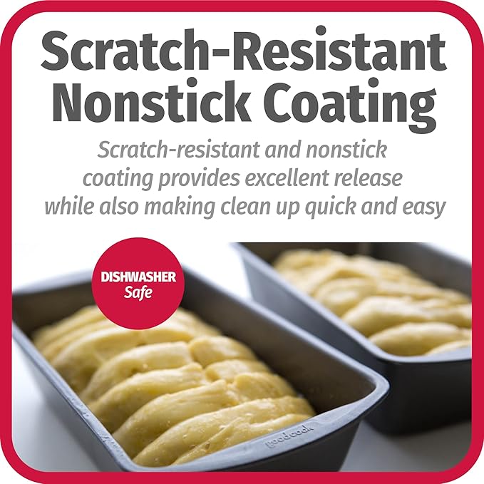 GoodCook Nonstick Loaf Pan 9 x 5-Inch Heavy-Duty Steel Bakeware with Easy-Clean Non-Stick Coating, Oven & Dishwasher Safe Pan for Meatloaf Breads Lasagnas Casseroles & More, Set of 2, Gray