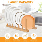 SAMEBUTECO Bamboo Wooden Dish Racks Plate Stand Holder Vertical Drainer Kitchen Cabinet Organizer for Dish, Pots, Lids, Bowls, Cups, and Cutting Boards and Books(2 Packs)