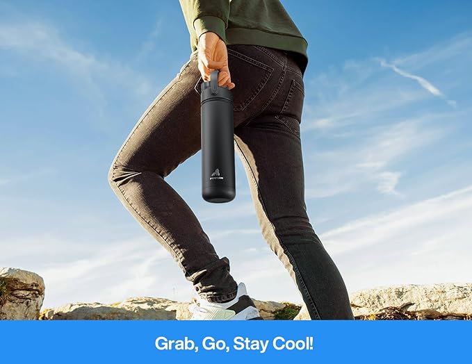 POWCAN 26 oz Insulated Water Bottle with 2-in-1 Straw and Spout Lid, Keep Cold 24H, Leak-Proof, Fits in Car Cup Holder, Stainless Steel Water Bottle for Sports, Travel, and School (Sea Breeze)