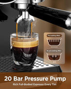 Spacekey Espresso Machine with Grinder - 20 Bar All-in-One Coffee Maker with Milk Steam Wand/Frother, Cold Brew, 30 Grind Settings, 60oz Removable Tank - Home Barista Kit for Lattes, Cappuccinos