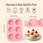2 Pack Silicone Muffin Pan for Baking, Regular Size Nonstick Cupcake Pan, 6-Cup Silicone Muffin Tin BPA Free Dishwasher Safe, Great for Muffin Cupcake Brownie Egg Tart