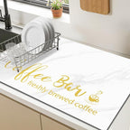 Findosom Dish Drying Mat, 12"x 20" Super Absorbent & Hide Stain Coffee Mat, Cuttable Drying Mat for Kitchen Counter, Coffee Bar Accessories, Under Dish Rack, Coffee Maker, Espresso Machine, White
