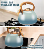 Tea Pot, 3.2Qt Tea Kettle Stovetop, Food Grade Stainless Steel Tea Kettle,Suitable for Various Heat Sources,One-Button Switch (Grayish Blue Gradient)