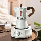 Bincoo Espresso Maker Stovetop, Moka Pot 6 Cups, Espresso Pot Classic Italian Coffee Maker,Single Safety Valve (White, 6 Cup)