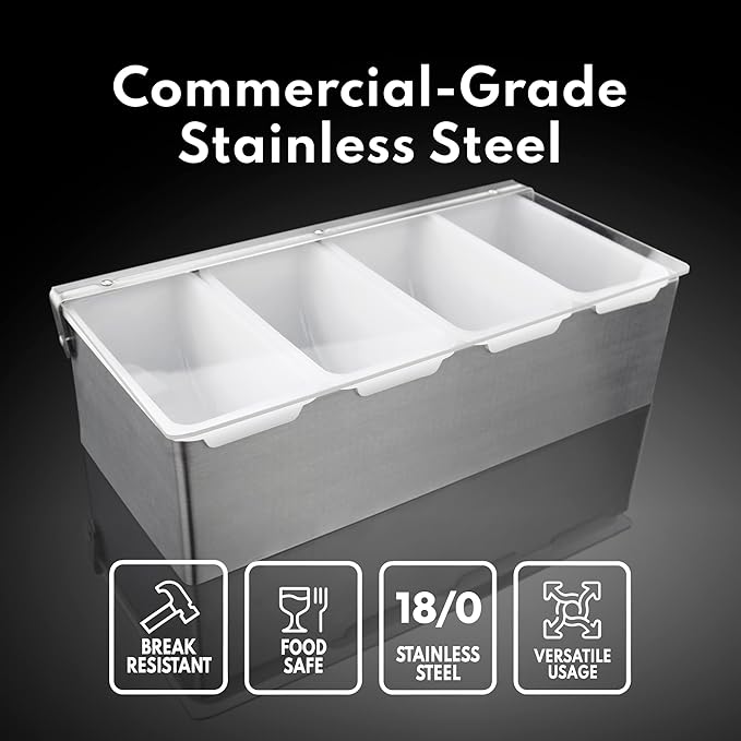 New Star Foodservice 48032 Stainless Steel Condiment Dispenser with 5 Compartments (No Ice Tray)