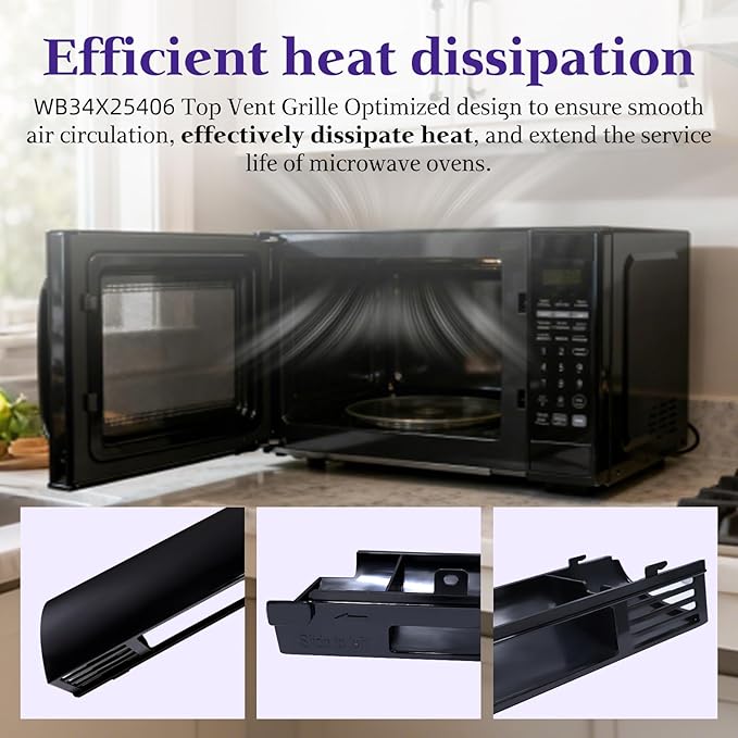 WB34X25406 Microwave Vent Grille, WB34X25406 Top Vent Grille, WB34X25406 Microwave Vent Kit Compatible with GE Replaces JVM3162RJ1SS, JNM3163DJ1BB, JNM3163RJ1SS, JNM3184DP8BB