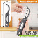Spring Chef Premium Swivel Vegetable Peeler, Comfortable Handle and Ultra Sharp Stainless Steel Blades - Perfect Kitchen Peeler For Veggie, Fruit, Potato, Carrot, Apple - Gray