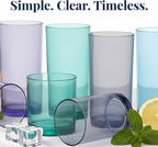 US Acrylic Classic Plastic Reusable Drinking Glasses (Set of 8) 12oz Rocks & 16oz Water Cups in Coastal Colors | BPA-Free Tumblers, Made in USA | Top-Rack Dishwasher Safe