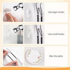 Bilillo 15-Piece Stainless Steel Wall Plate Hangers, 4/6/8 Inch Invisible Decorative Wire Plate Holders with 15 Pieces Wall Hooks for 4 to 10 Inch (Black)