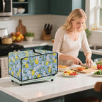 Lemon Daisy Print Toaster Oven Heavy Duty Cover with Pockets, Dust-proof Anti Fingerprint Microwave Oven Cover, Air Fryer Covers for Kitchen Counter (Small-14.5*18.46*9 inches)