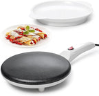 Moss & Stone Electric Crepe Maker 8 Inch, Portable Crepe Maker & Hot Plate Cooktop On/Off Switch, Nonstick Coating, Automatic Temperature Control, Easy To Use For Pancakes, Blintz, Chapati