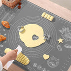 Silicone Baking Mat 32x24 inch, Extra Thick Non-stick Pastry Mat with Measurements and Edge Heightening, Food Grade Silicone for Countertop Dough Rolling Making Bread, Cookies, Pizza, Fondant, Pasta