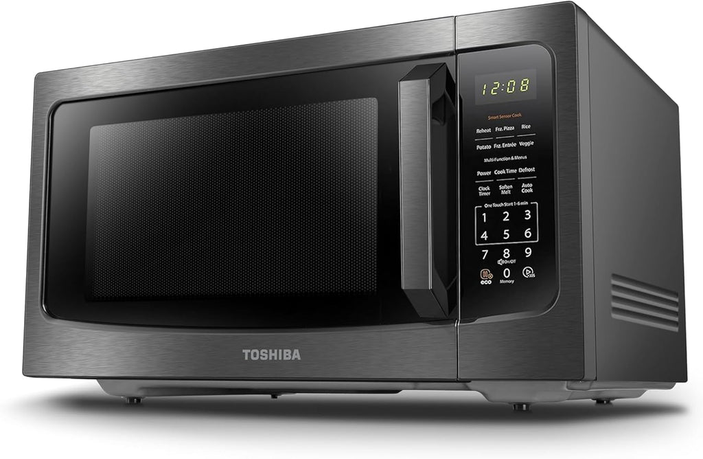 TOSHIBA ML-EM45P(BS) Countertop Microwave Oven with Smart Sensor and 13.6" Removable Position Memory Turntable, Sound On/Off Function, 1200W, 1.6 Cu.ft, Black Stainless Steel