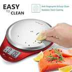 Food Scale, NUTRI FIT Kitchen Scales Digital Weight Grams and Ounces Large Stainless Steel Platform for Baking Cooking Weight Loss, High Accuracy Bread Coffee Scale, 1g Increment Tare Function, Red