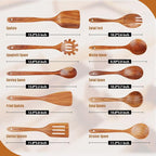 Mooues Wooden Spoons for Cooking, Wooden Utensils for Cooking Natural Teak Wooden Kitchen Utensils Set Comfort Grip(10 PCS SET GIFT BOX)