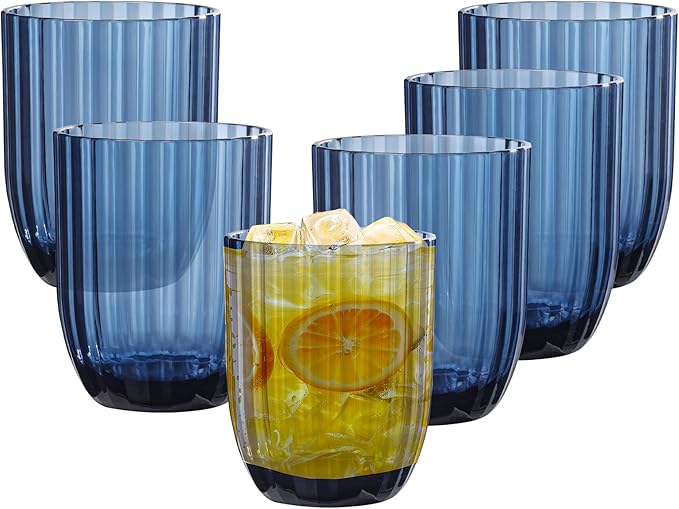 Acrylic Clear Highball Plastic Cups | Plastic Reusable Tumblers 15oz (Set of 6) | Stackable | BPA-free Tumblers | Shatterproof | Top-rack Dishwasher Safe