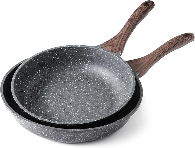 SENSARTE Nonstick Frying Pan Skillets, Swiss Granite Coating Omelette Pans, Healthy Cookware Chef's Pans, Free of Intentionally Added PFOA (10+12 Inch)