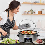 8-Quart Digital Programmable Slow Cooker with Timer - Small Kitchen Appliance for Family Dinners - Serves 10+ People - Heat Settings: Keep Warm, Low and High