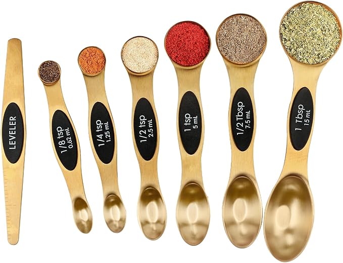 Magnetic Measuring Spoons Set Stainless Steel with Leveler, Stackable Metal Tablespoon Measure Spoon for Baking, Measuring Cups and Spoon Set Kitchen Gadgets Apartment Essentials Fits