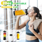 Portable Blender Personal Juicer for Shakes and Smoothies - 20 OZ Electric Protein Shaker Bottle with Insulated Sleeve, Travel Lid, USB-C Rechargeable - Mini Small Blender Cup for Kitchen, Office, Gym