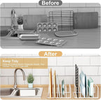 Cutting Board Organizer and Baking Sheet Rack, [2-Pack] White Heavy Duty Metal Cookie Sheet Organizer for Cutting Board Storage & Plate Holder for Cabinet, Tray Dividers for Cabinets