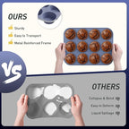 2 Pack 12 Cups Silicone Muffin Pan with Metal Reinforced Frame Regular Size Silicone Molds Cupcake Cake Baking Pans Cookie Baking Chocoflan Cupcake Mold Muffin Top Pan Flanera Housewarming Gift