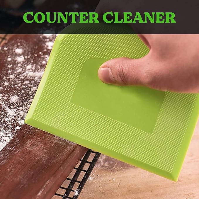 SURDOCA Dough Scraper Bench Scraper - 3P 10.6x6.7" Plastic Flexible Bowl Scraper, Sharp Edge & Angles Cake Scraper. Non-Slip Bakeware Decorating Tools Sculpting & Modeling Tools - Pink+White+Pink