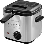 OVENTE Electric Deep Fryer, 1.5L Capacity, 800W with Adjustable Temperature, Viewing Window Lid, Removable Frying Basket & Cool-Touch Handles, Stainless Steel Countertop Fryer, Silver FDM1501BR