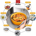 Walfos Silicone Microwave Mat & Lid Set, Heat Resistant Multi-Purpose Trivet Mat and Seal Lids, Non-Slip and BPA Free, Perfect for Oven and Hot Pan