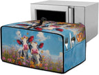 Cow Butterfly Flower Print Toaster Oven Cover, Dust-proof Heat-resistant Air Fryer Cover with Accessory Pockets, Kitchen Small Appliance Protector, (Medium-16.1*19.71*10 inches)