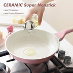 SENSARTE Nonstick Ceramic Frying Pan 10-Inch, Healthy Non Toxic Skillet, Induction Compatible Omelet Pan with Heat Resistant Handle, PFAS-Free, Pink